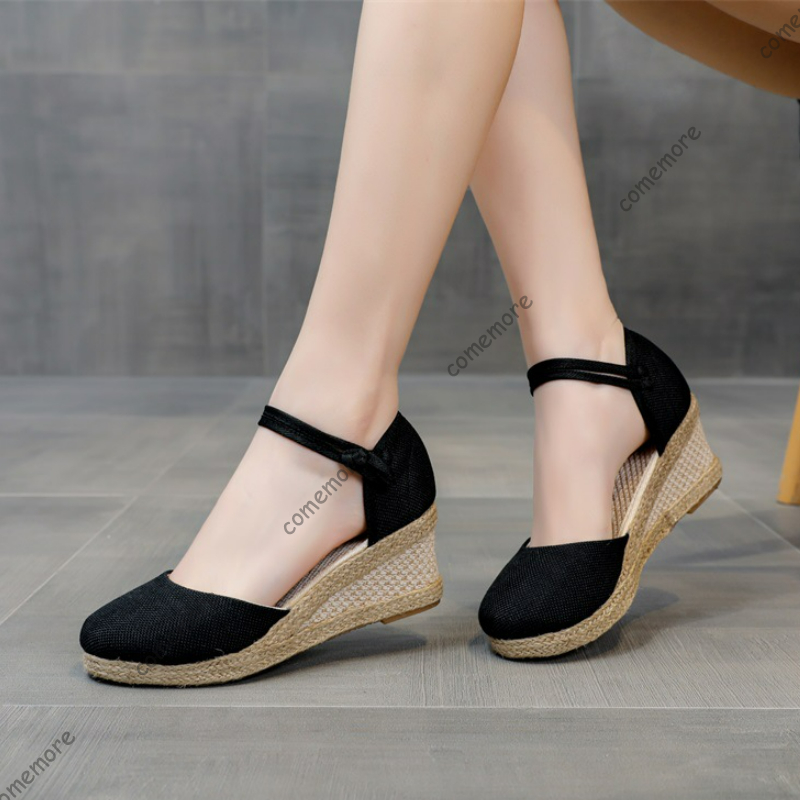 Espadrille Sandal Women - Sandały Comemore na wysokim obcasie, letnie