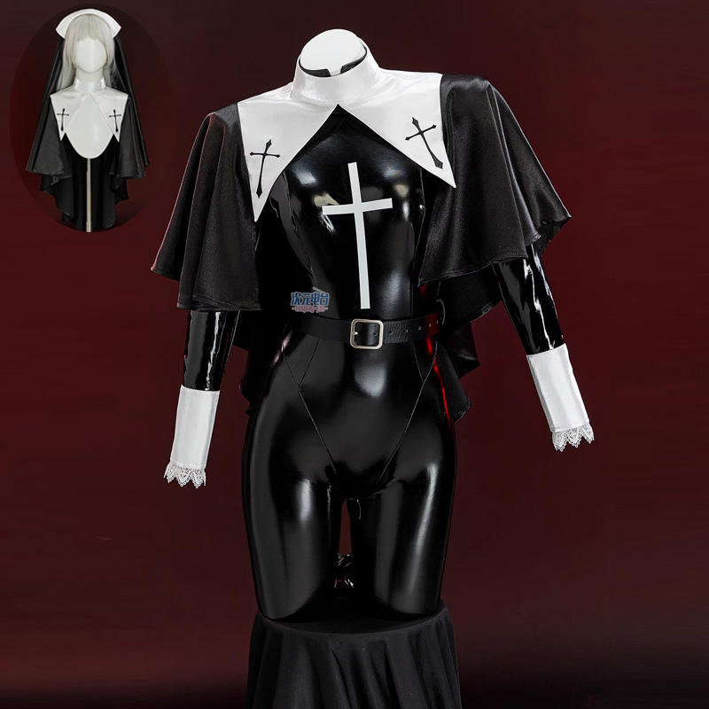 Romper Playsuit Women - Kostium zakonnicy cosplay damski seksowny skórzany