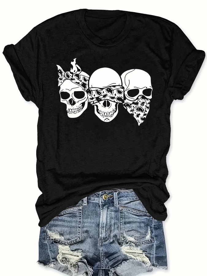 Summer Clothing Trends 2025 - Koszulka z motywem wesołej kreskówkowej czaszki,