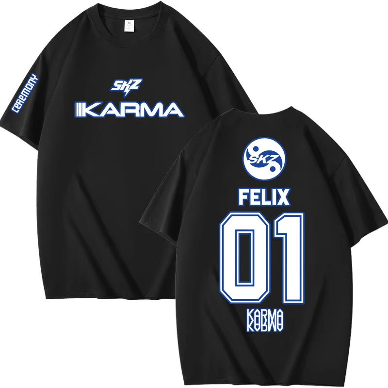 Summer Clothing Aesthetic - Popularna koszulka Kpop KARMA z krótkim