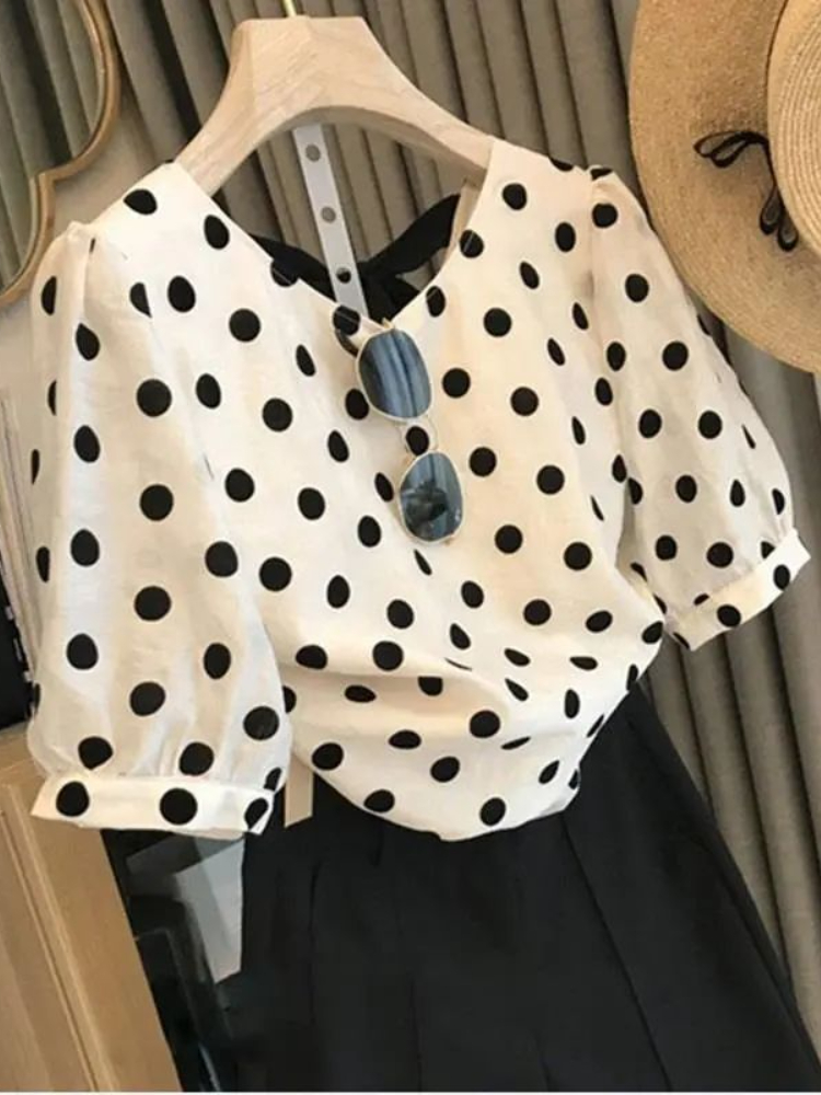 Bluzki w kropki damskie elegan – Summer Clothing Aesthetic recenzja i cena